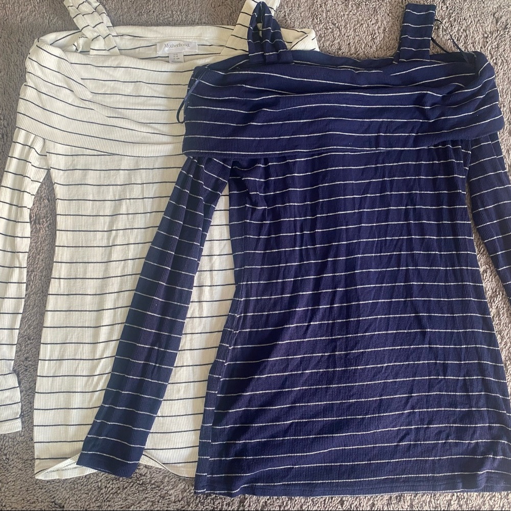 Motherhood S/M Ribbed Long Sleeve off Shoulder